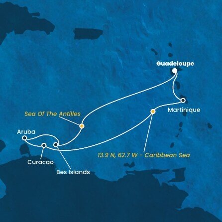 Guadeloupe, , Bonaire, Aruba, Curacao, Martinik z Pointe-à-Pitre, Guadeloupe na lodi Costa Fortuna