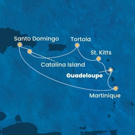 Guadeloupe, Svatý Kryštof a Nevis, Britské Panenské ostrovy, Dominikánská republika, Martinik z Pointe-à-Pitre, Guadeloupe na lodi Costa Favolosa