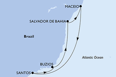 Brazílie ze Salvadoru na lodi MSC Virtuosa