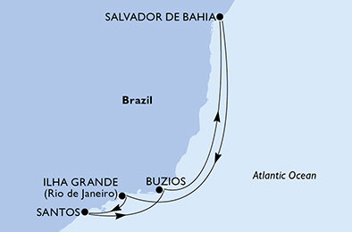 Brazílie ze Salvadoru na lodi MSC Virtuosa