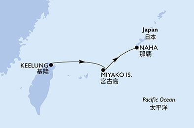 Tchaj-wan, Japonsko z Keelungu (Taipeje) na lodi MSC Bellissima