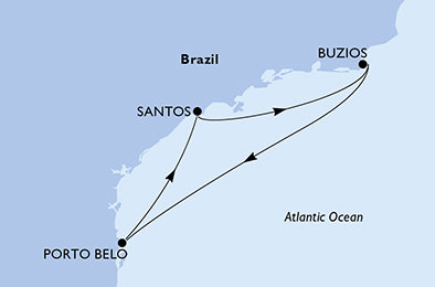 Brazílie ze Santosu na lodi MSC Divina