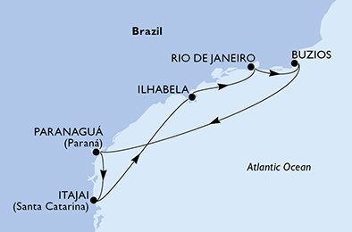 Brazílie na lodi MSC Musica