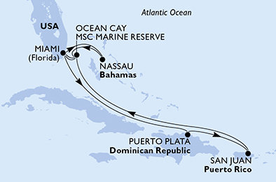 USA, Bahamy, Dominikánská republika z Miami na lodi MSC Seaside