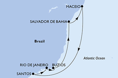 Brazílie ze Salvadoru na lodi MSC Virtuosa