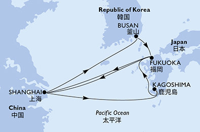 Čína, Japonsko, Jižní Korea ze Šanghaje na lodi MSC Bellissima