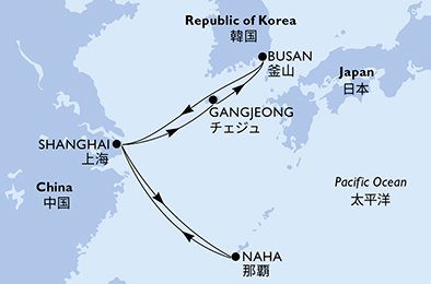 Čína, Jižní Korea, Japonsko ze Šanghaje na lodi MSC Bellissima