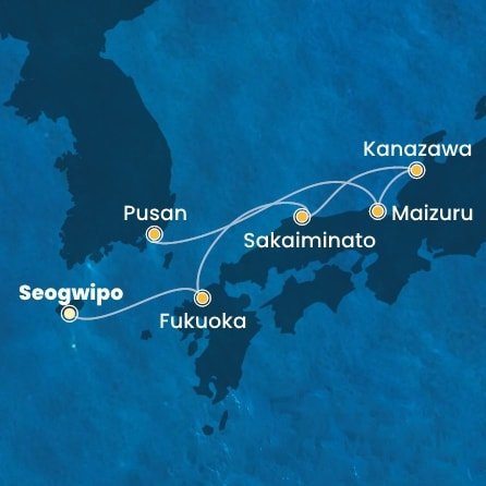 Jižní Korea, Japonsko z Čedžu na lodi Costa Serena