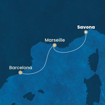 Itálie, Francie, Španělsko ze Savony na lodi Costa Toscana