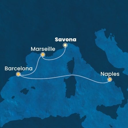 Itálie, Francie, Španělsko ze Savony na lodi Costa Toscana