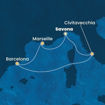 Itálie, Francie, Španělsko ze Savony na lodi Costa Smeralda