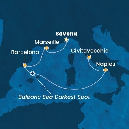 Itálie, Francie, Španělsko ze Savony na lodi Costa Toscana