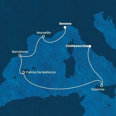 Itálie, Francie, Španělsko ze Savony na lodi Costa Toscana