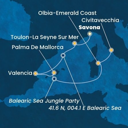Itálie, Francie, Španělsko ze Savony na lodi Costa Pacifica