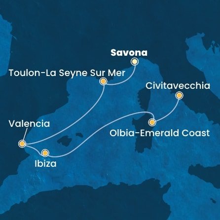Itálie, Francie, Španělsko ze Savony na lodi Costa Pacifica