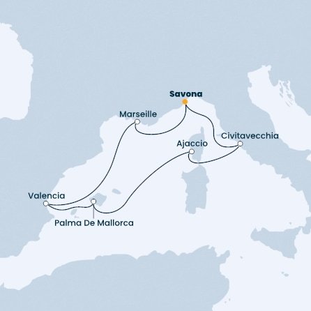 Itálie, Francie, Španělsko ze Savony na lodi Costa Diadema