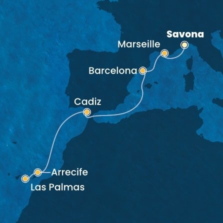 Itálie, Francie, Španělsko ze Savony na lodi Costa Pacifica
