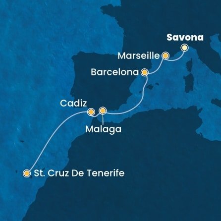 Itálie, Francie, Španělsko ze Savony na lodi Costa Smeralda