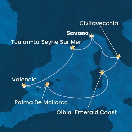 Itálie, Francie, Španělsko ze Savony na lodi Costa Pacifica