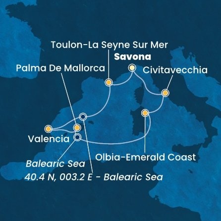 Itálie, Francie, Španělsko ze Savony na lodi Costa Pacifica