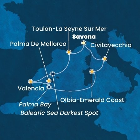 Itálie, Francie, Španělsko ze Savony na lodi Costa Pacifica