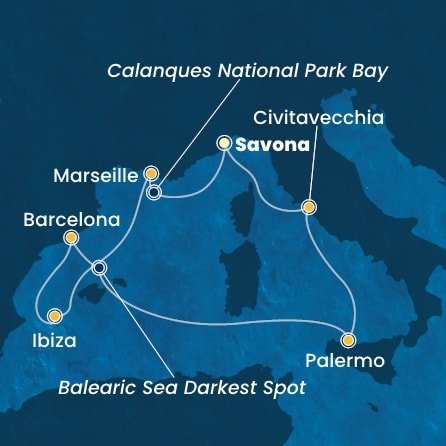 Itálie, Francie, Španělsko ze Savony na lodi Costa Smeralda