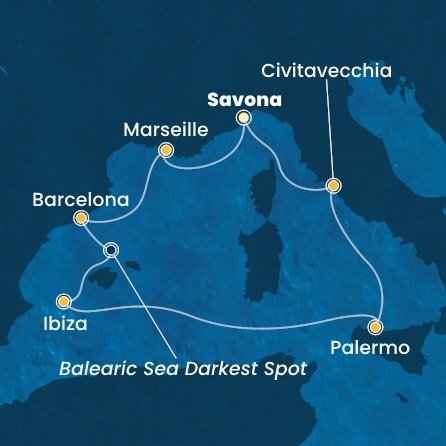 Itálie, Francie, Španělsko ze Savony na lodi Costa Smeralda