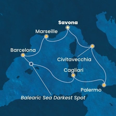 Itálie, Francie, Španělsko ze Savony na lodi Costa Pacifica