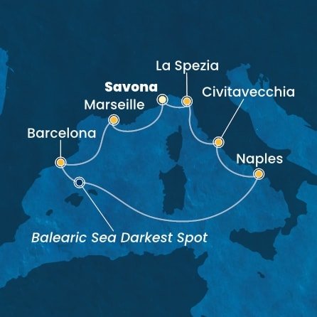 Itálie, Francie, Španělsko ze Savony na lodi Costa Toscana