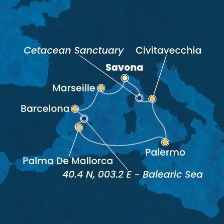 Itálie, Francie, Španělsko ze Savony na lodi Costa Smeralda