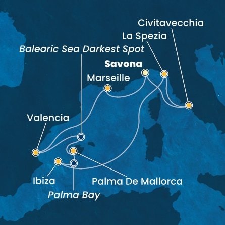 Itálie, Francie, Španělsko ze Savony na lodi Costa Pacifica