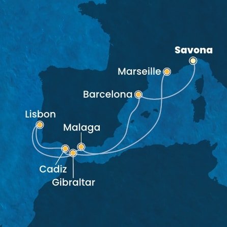 Itálie, Španělsko, Velká Británie, Portugalsko, Francie ze Savony na lodi Costa Pacifica