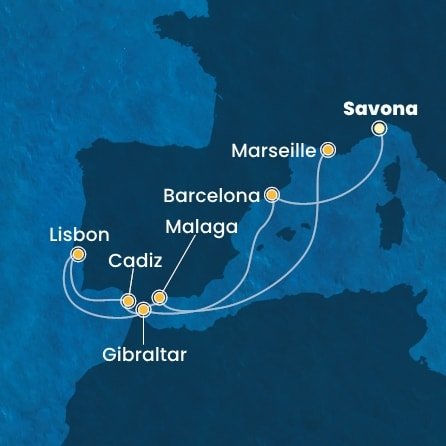 Itálie, Španělsko, Velká Británie, Portugalsko, Francie ze Savony na lodi Costa Pacifica