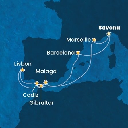 Itálie, Španělsko, Velká Británie, Portugalsko, Francie ze Savony na lodi Costa Pacifica