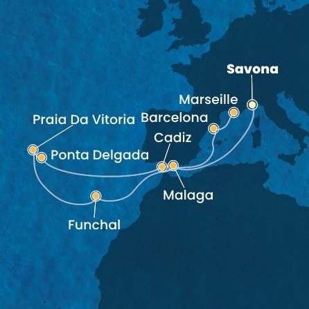 Itálie, Španělsko, Portugalsko, Francie ze Savony na lodi Costa Fortuna