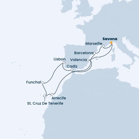 Itálie, Španělsko, Portugalsko, Francie ze Savony na lodi Costa Firenze