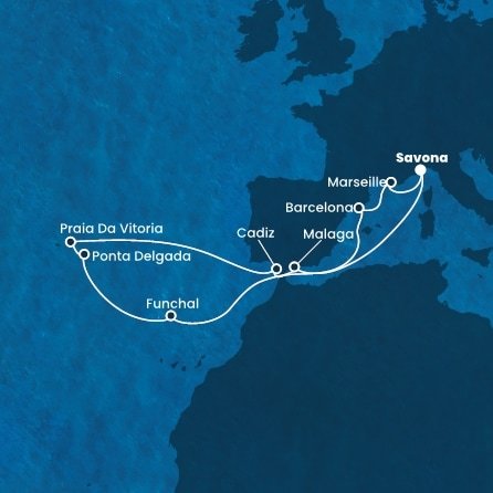 Itálie, Španělsko, Portugalsko, Francie ze Savony na lodi Costa Fascinosa