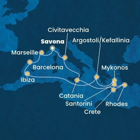 Itálie, Řecko, Španělsko, Francie ze Savony na lodi Costa Fascinosa