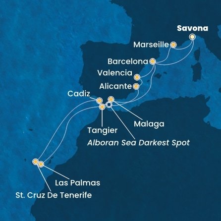 Itálie, Francie, Španělsko, Maroko,  ze Savony na lodi Costa Toscana