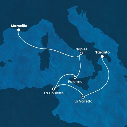 Itálie, Malta, Tunisko, Francie na lodi Costa Fascinosa