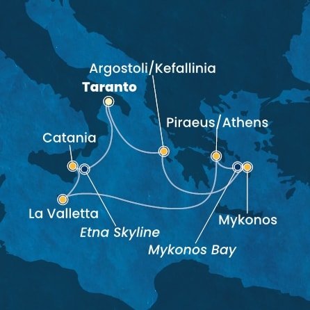 Itálie, Kefalonie, Řecko, Malta na lodi Costa Fascinosa