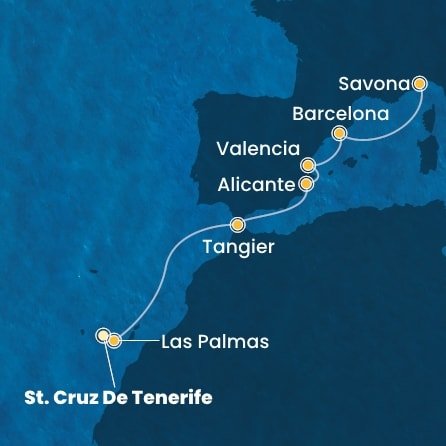 Španělsko, Maroko, Itálie z Tenerife na lodi Costa Toscana