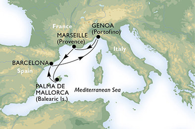 Španělsko, Francie, Itálie z Janova na lodi MSC Armonia