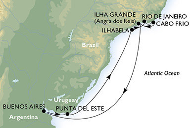 Argentina, Uruguay, Brazílie z Buenos Aires na lodi MSC Poesia