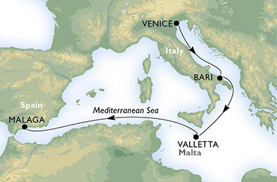 Itálie, Malta, Španělsko z Benátek na lodi MSC Musica