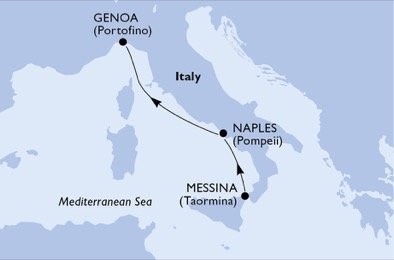 Itálie z Messiny na lodi MSC Armonia