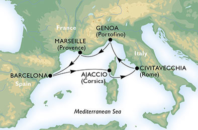 Francie, Španělsko, Itálie z Marseille na lodi MSC Fantasia