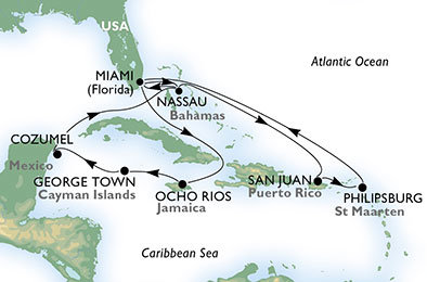 Okouzlující pláže Karibiku z Miami na lodi MSC Seaside