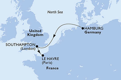 Německo, Velká Británie, Francie z Hamburku na lodi MSC Magnifica