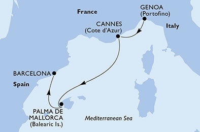 Itálie, Francie, Španělsko z Janova na lodi MSC Fantasia